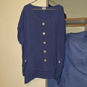 Avenue Navy Button-Down Women's Shirt